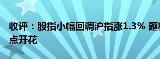 收评：股指小幅回调沪指涨1.3% 题材概念多点开花