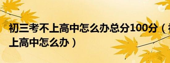 初三考不上高中怎么办总分100分（初三考不上高中怎么办）