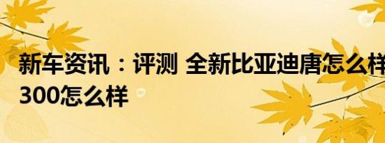 新车资讯：评测 全新比亚迪唐怎么样及众泰T300怎么样