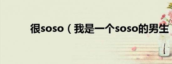 很soso（我是一个soso的男生）