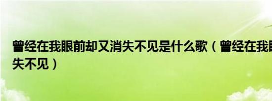 曾经在我眼前却又消失不见是什么歌（曾经在我眼前却又消失不见）