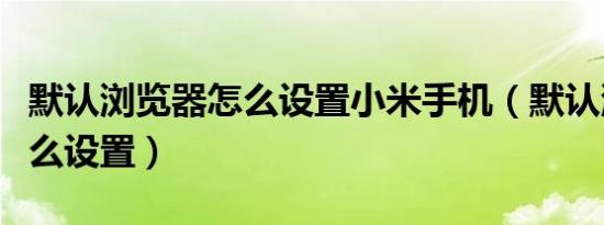 默认浏览器怎么设置小米手机（默认浏览器怎么设置）