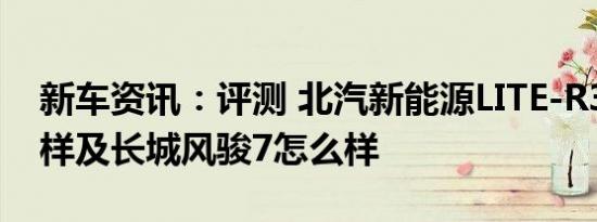 新车资讯：评测 北汽新能源LITE-R300怎么样及长城风骏7怎么样