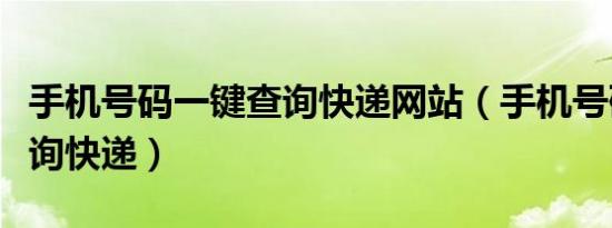 手机号码一键查询快递网站（手机号码一键查询快递）