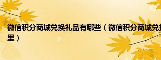 微信积分商城兑换礼品有哪些（微信积分商城兑换礼品在哪里）