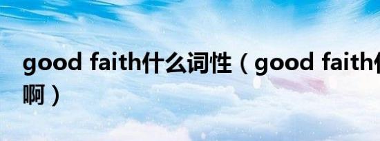 good faith什么词性（good faith什么意思啊）