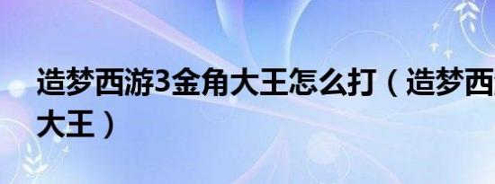 造梦西游3金角大王怎么打（造梦西游3金角大王）