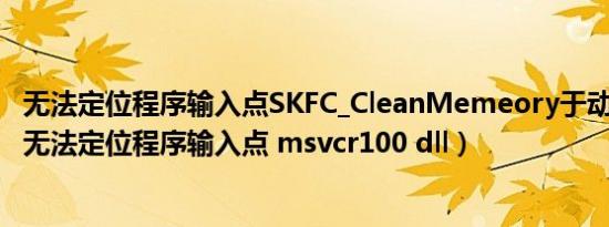 无法定位程序输入点SKFC_CleanMemeory于动态链接库（无法定位程序输入点 msvcr100 dll）