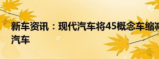 新车资讯：现代汽车将45概念车缩减为电动汽车