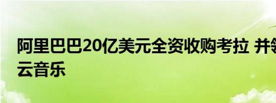 阿里巴巴20亿美元全资收购考拉 并领投网易云音乐