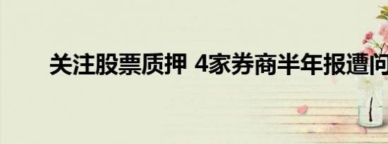 关注股票质押 4家券商半年报遭问询