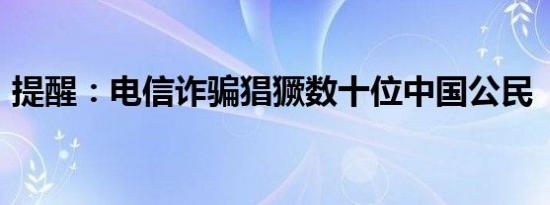 提醒：电信诈骗猖獗数十位中国公民“中招”