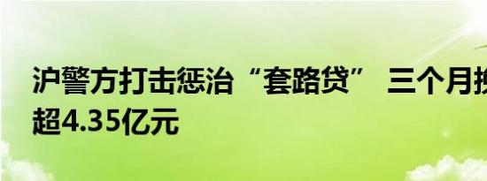 沪警方打击惩治“套路贷” 三个月挽回损失超4.35亿元