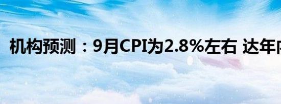 机构预测：9月CPI为2.8%左右 达年内高点