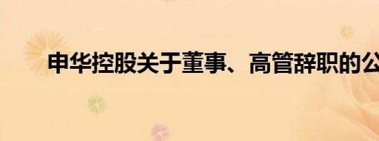 申华控股关于董事、高管辞职的公告