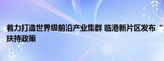 着力打造世界级前沿产业集群 临港新片区发布“1+4”产业扶持政策