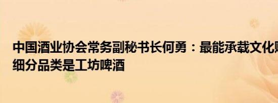 中国酒业协会常务副秘书长何勇：最能承载文化赋能的啤酒细分品类是工坊啤酒