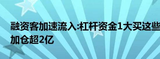 融资客加速流入:杠杆资金1大买这些股 26股加仓超2亿