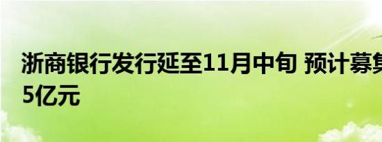 浙商银行发行延至11月中旬 预计募集资金125亿元