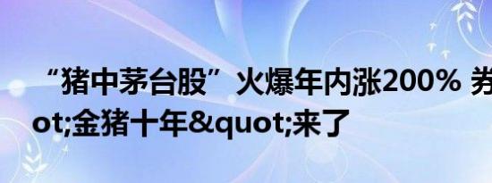 “猪中茅台股”火爆年内涨200% 券商:"金猪十年"来了