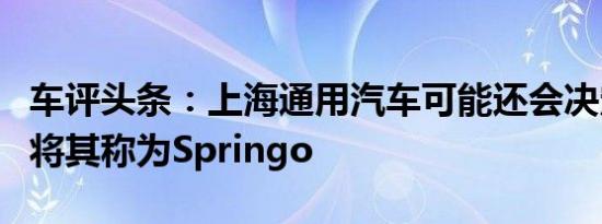 车评头条：上海通用汽车可能还会决定简单地将其称为Springo