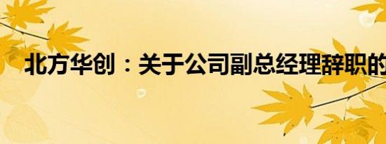 北方华创：关于公司副总经理辞职的公告