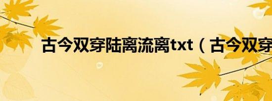 古今双穿陆离流离txt（古今双穿）