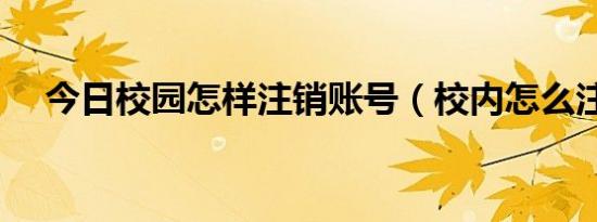 今日校园怎样注销账号（校内怎么注销）