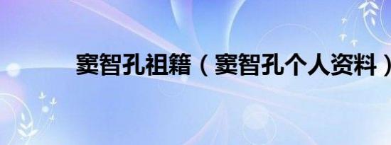 窦智孔祖籍（窦智孔个人资料）