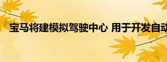 宝马将建模拟驾驶中心 用于开发自动驾驶