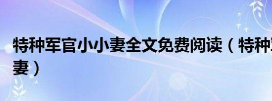 特种军官小小妻全文免费阅读（特种军官小小妻）