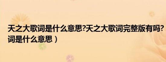 天之大歌词是什么意思?天之大歌词完整版有吗?（天之大歌词是什么意思）