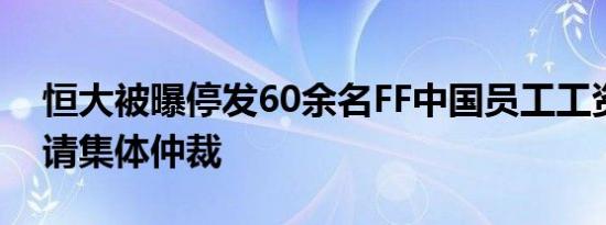 恒大被曝停发60余名FF中国员工工资，欲申请集体仲裁