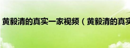 黄毅清的真实一家视频（黄毅清的真实一家）