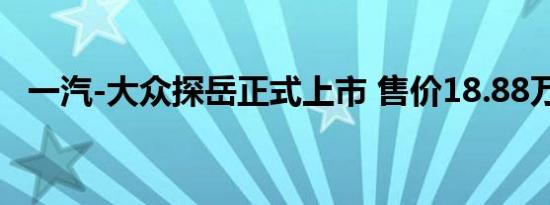 一汽-大众探岳正式上市 售价18.88万元起