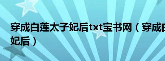 穿成白莲太子妃后txt宝书网（穿成白莲太子妃后）