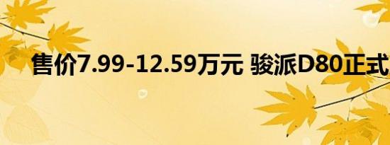 售价7.99-12.59万元 骏派D80正式上市