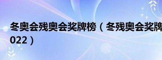 冬奥会残奥会奖牌榜（冬残奥会奖牌榜排名2022）