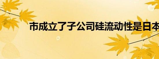 市成立了子公司硅流动性是日本