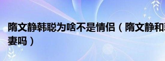 隋文静韩聪为啥不是情侣（隋文静和韩聪是夫妻吗）