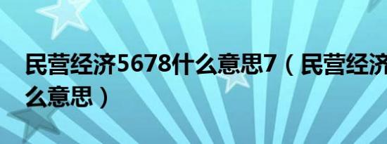 民营经济5678什么意思7（民营经济5678什么意思）