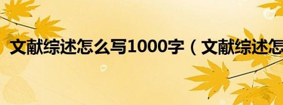 文献综述怎么写1000字（文献综述怎么写）