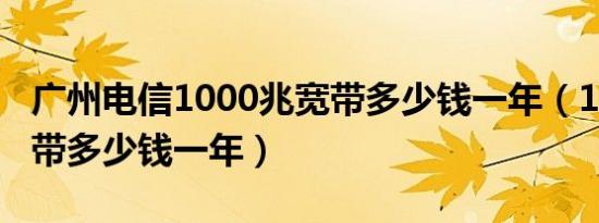 广州电信1000兆宽带多少钱一年（1000兆宽带多少钱一年）