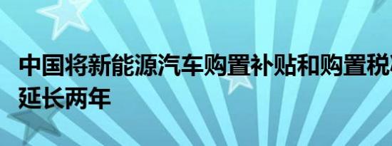 中国将新能源汽车购置补贴和购置税减免政策延长两年