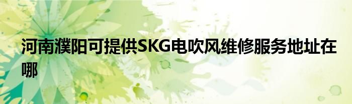 河南濮阳可提供SKG电吹风维修服务地址在哪