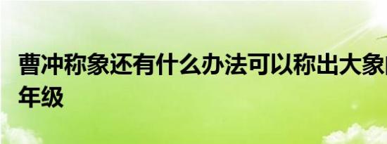 曹冲称象还有什么办法可以称出大象的重量二年级