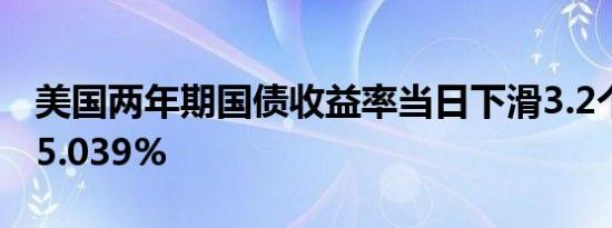 美国两年期国债收益率当日下滑3.2个基点至5.039%