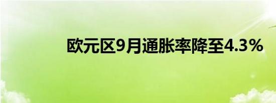 欧元区9月通胀率降至4.3%