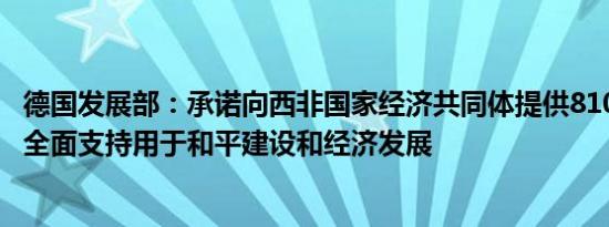 德国发展部：承诺向西非国家经济共同体提供8100万欧元的全面支持用于和平建设和经济发展