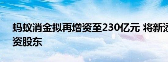 蚂蚁消金拟再增资至230亿元 将新添一家国资股东